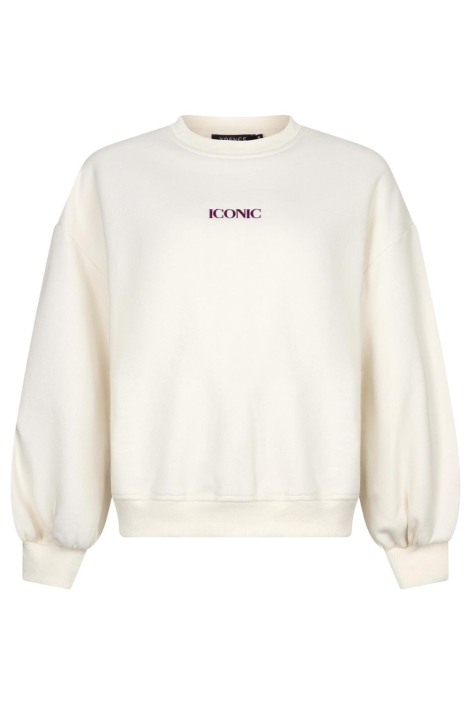 Ydence ecru dames sweater | Vooraanzicht
