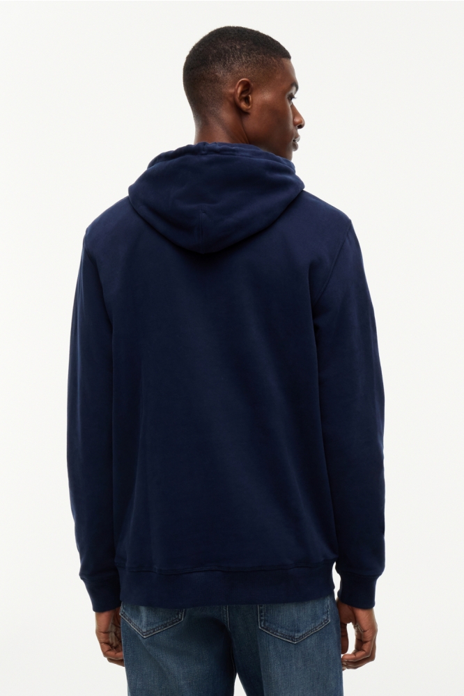 Tommy Jeans blauwe heren sweater | Model achteraanzicht