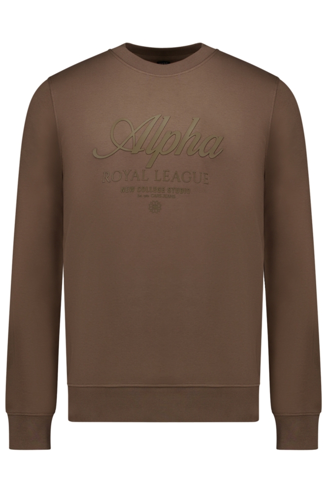 Cars taupe heren sweater | Vooraanzicht