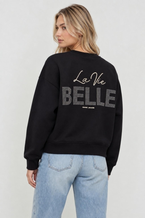 Cars zwarte dames sweater | Model achteraanzicht