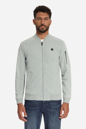NO-EXCESS Vest JACQUARD BOMBER SWEATER 33100920 Grey Melange