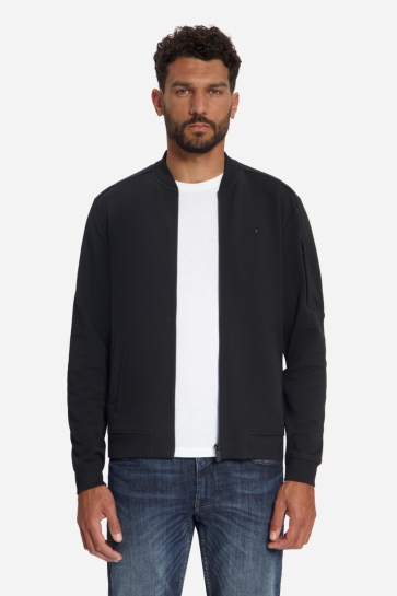 NO-EXCESS sweater full zip bomber structure j Zwart