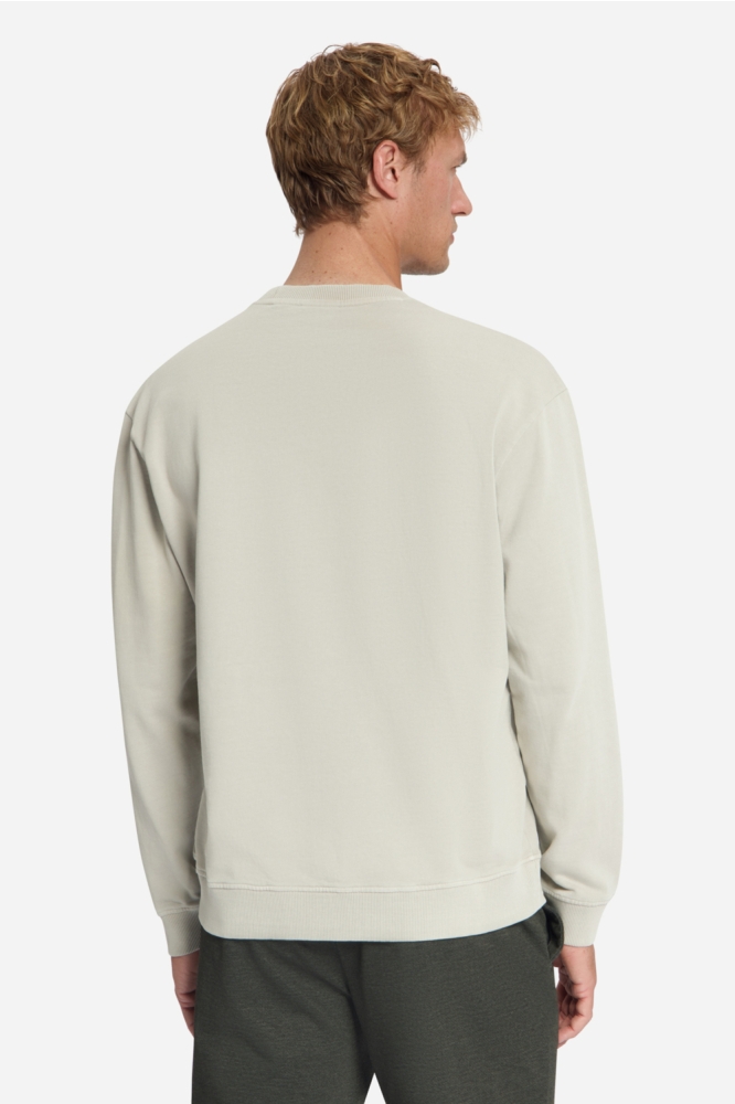 NO-EXCESS ecru heren sweater | Model achteraanzicht