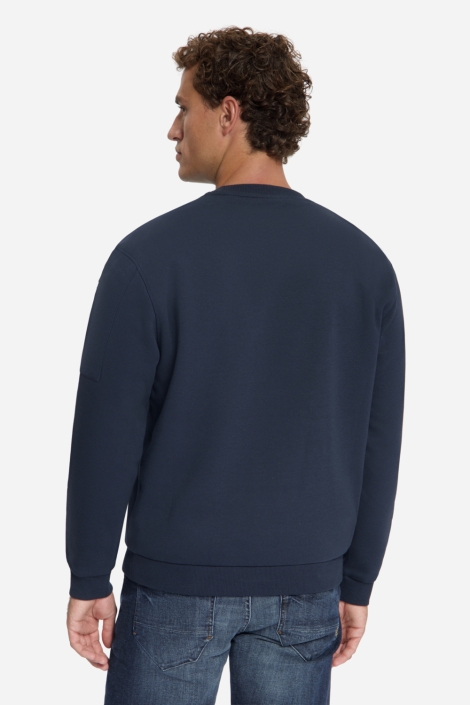 NO-EXCESS blauwe heren sweater | Model achteraanzicht