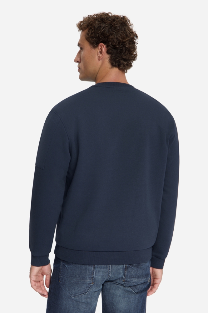 NO-EXCESS blauwe heren sweater | Model achteraanzicht