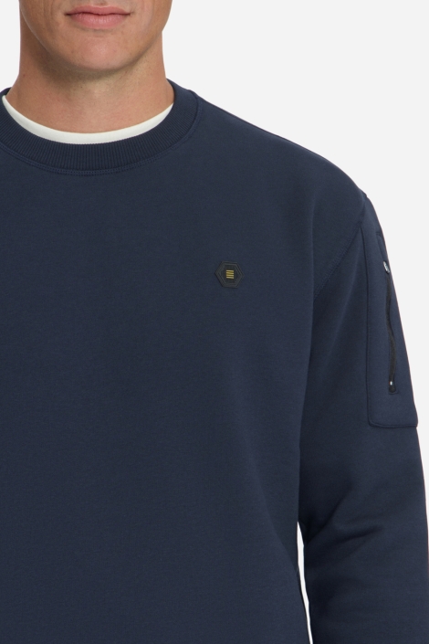 NO-EXCESS blauwe heren sweater | Close up