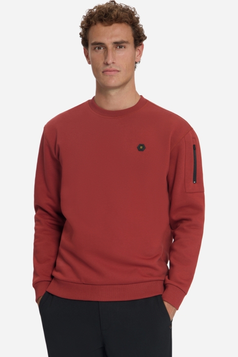 NO-EXCESS rode heren sweater | Model vooraanzicht