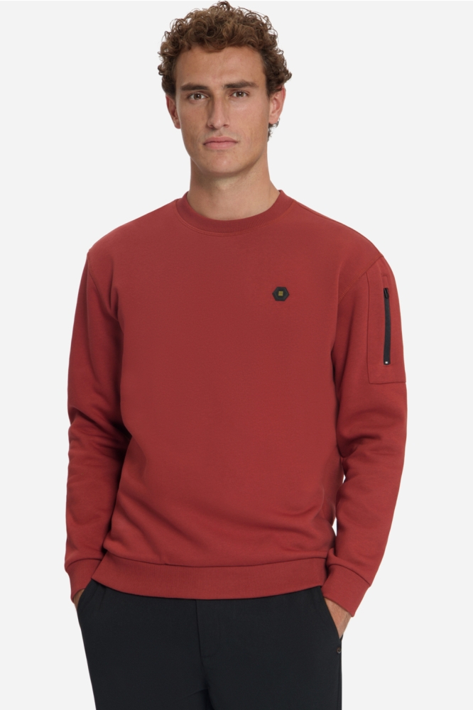NO-EXCESS rode heren sweater | Model vooraanzicht