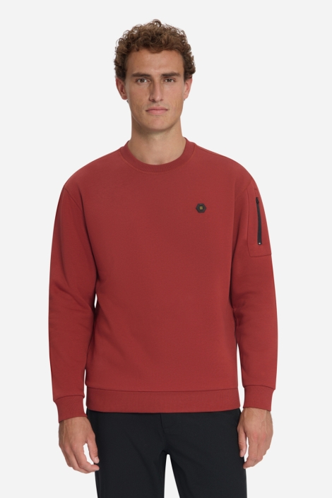 NO-EXCESS rode heren sweater | Model vooraanzicht