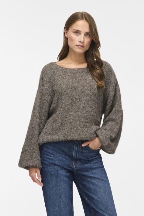 Vila camel dames trui | Model vooraanzicht