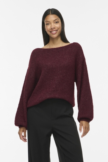 Vila vimarley l/s knit pullover- noos Bordeaux