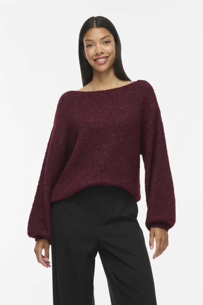 Vila bordeaux dames trui | Model vooraanzicht