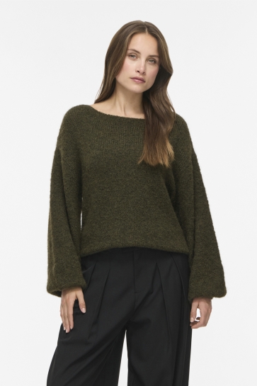 Vila vimarley l/s knit pullover- noos Groen