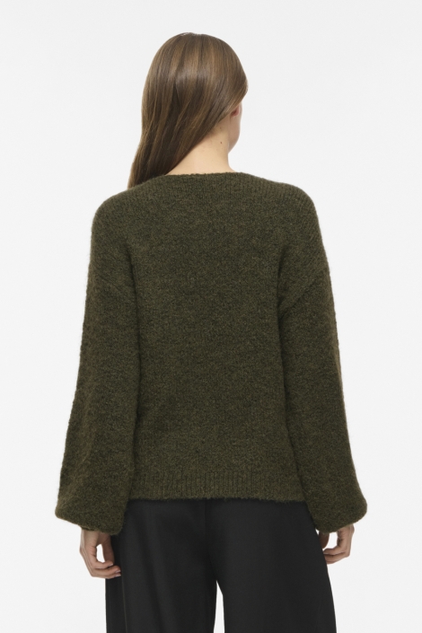 Vila groene dames trui | Model achteraanzicht