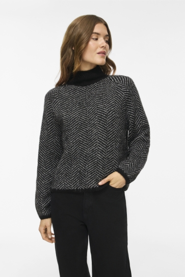 Vila Trui VILORY HIGH NECK L/S KNIT TOP - NOO 14094181 BLACK BEAUTY