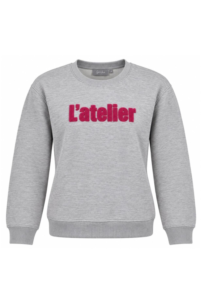 Geisha grijze dames sweater | Vooraanzicht