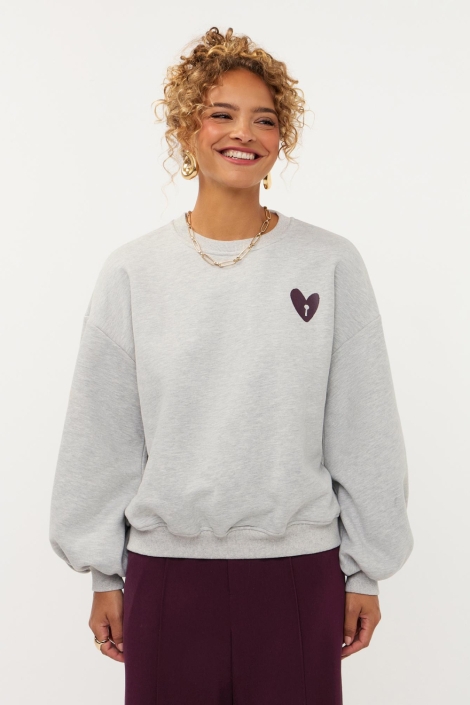 Ydence grijze dames sweater | Model vooraanzicht