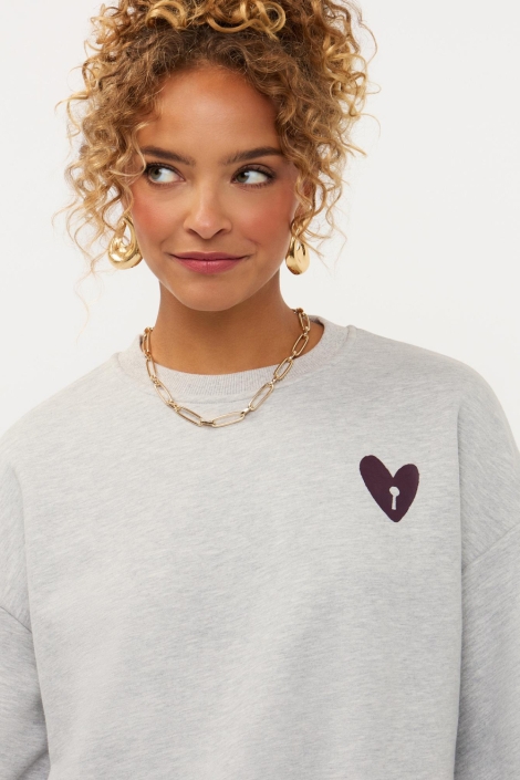 Ydence grijze dames sweater | Model vooraanzicht