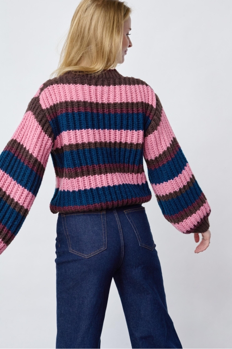 SisterS point multi color dames trui | Model achteraanzicht