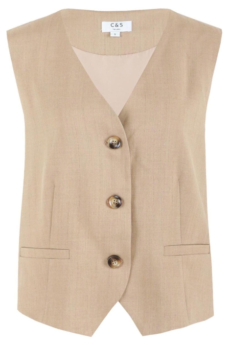 C&S The Label camel dames gilet | Vooraanzicht