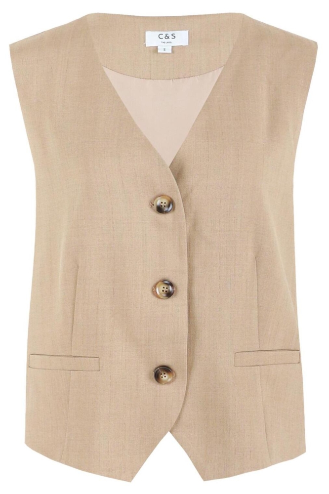 C&S The Label camel dames gilet | Vooraanzicht