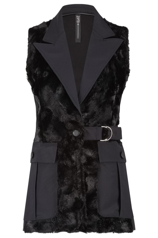 Zip73 zwarte dames gilet | Vooraanzicht