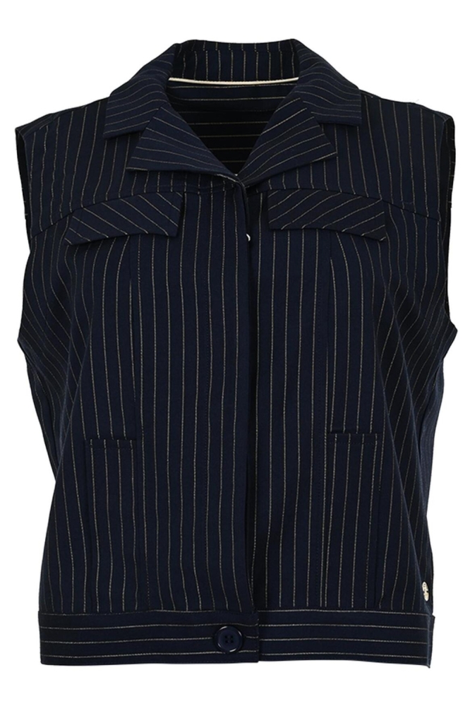 Zizo blauwe dames gilet | Vooraanzicht