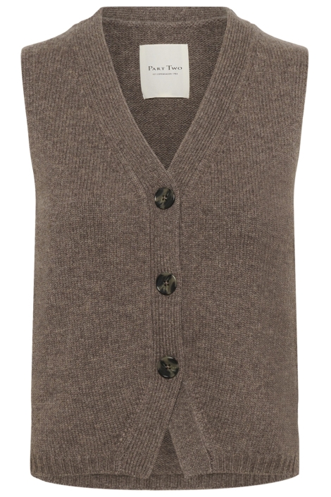 Part Two taupe dames gilet | Vooraanzicht