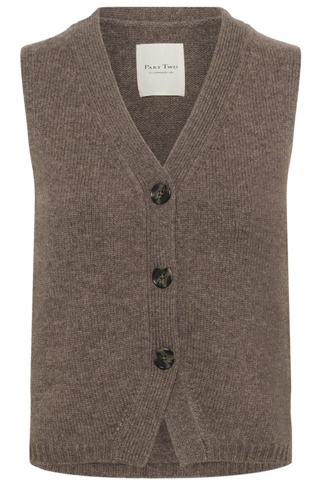 Part Two taupe dames gilet | Vooraanzicht