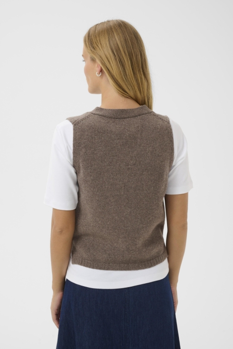 Part Two taupe dames gilet | Model achteraanzicht