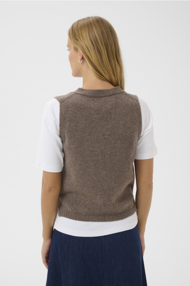 Part Two taupe dames gilet | Model achteraanzicht