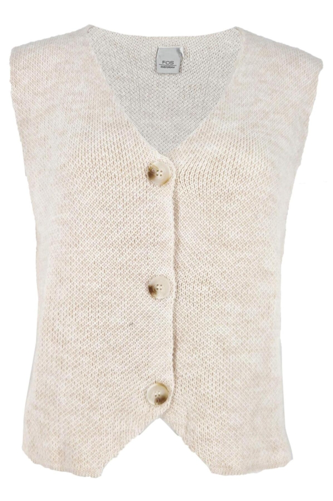 FOS Amsterdam beige dames gilet | Vooraanzicht