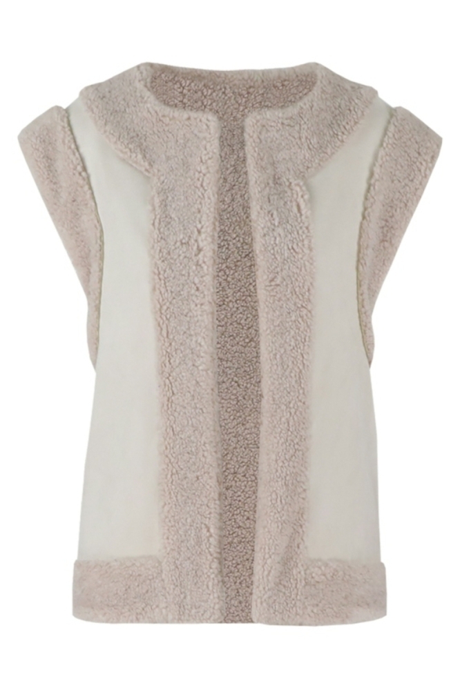 Fluresk taupe dames gilet | Vooraanzicht