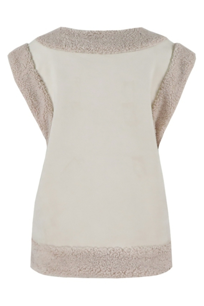 Fluresk taupe dames gilet | Achteraanzicht