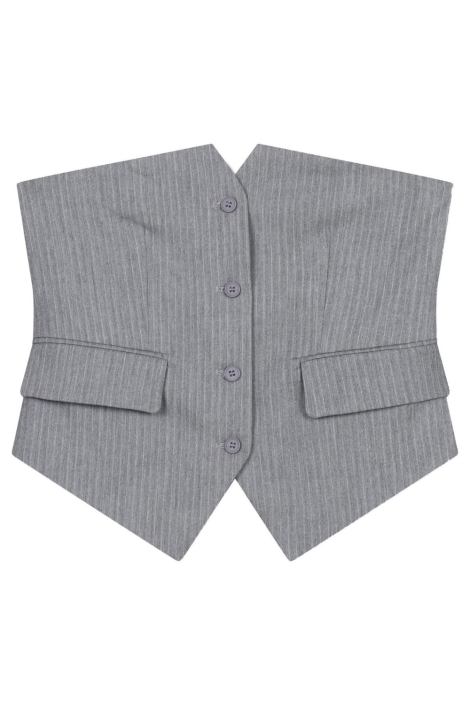 Refined Department grijze dames gilet | Vooraanzicht