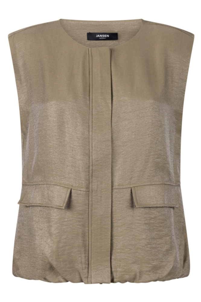 Juffrouw Jansen groene dames gilet | Vooraanzicht