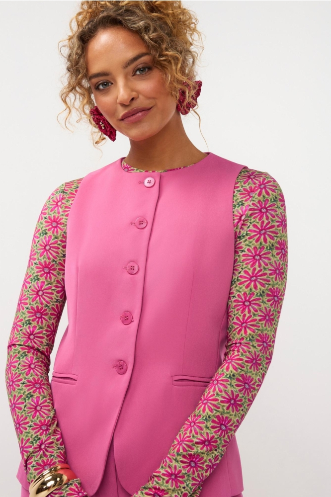 Ydence roze dames gilet | Close up
