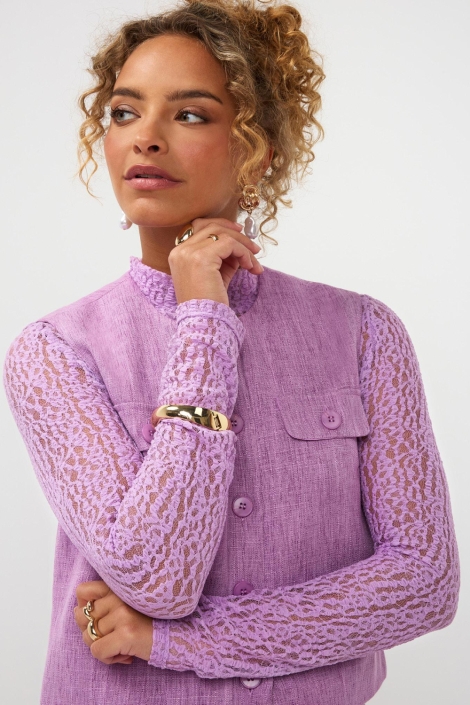 Ydence paarse dames gilet | Close up