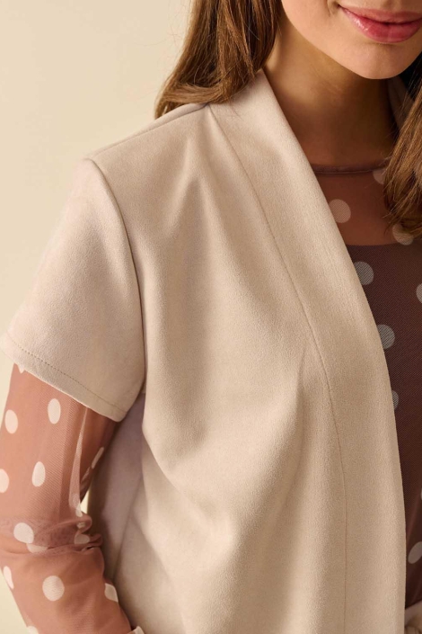 FOS Amsterdam beige dames vest | Close up