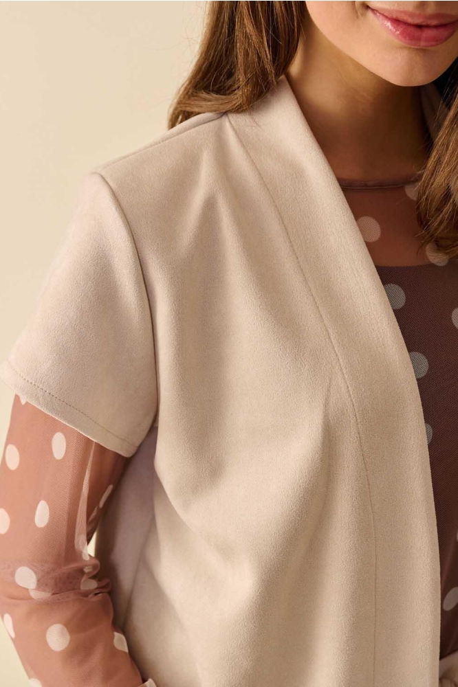 FOS Amsterdam beige dames vest | Close up