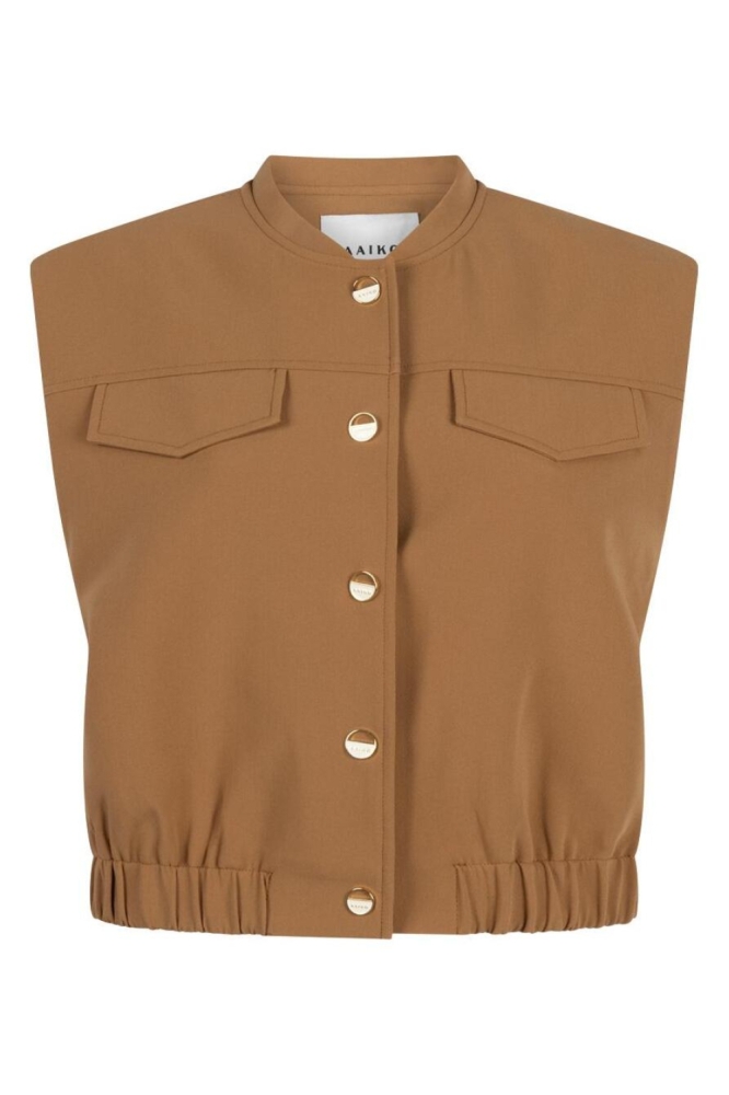 Aaiko camel dames gilet | Vooraanzicht