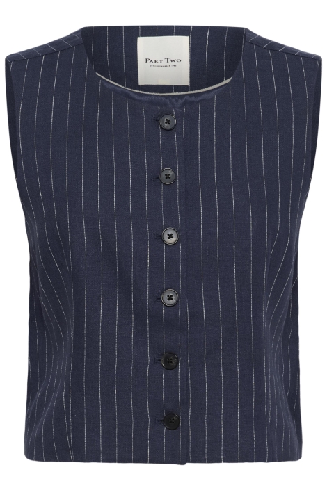 Part Two blauwe dames gilet | Vooraanzicht