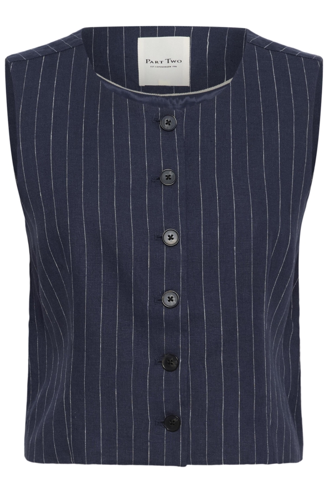 Part Two blauwe dames gilet | Vooraanzicht