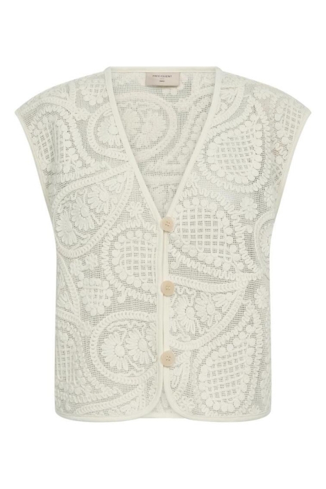 Freequent ecru dames gilet | Vooraanzicht