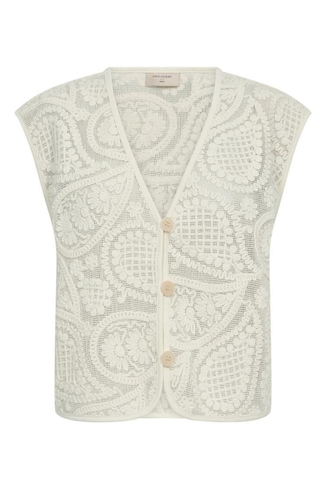 Freequent ecru dames gilet | Vooraanzicht