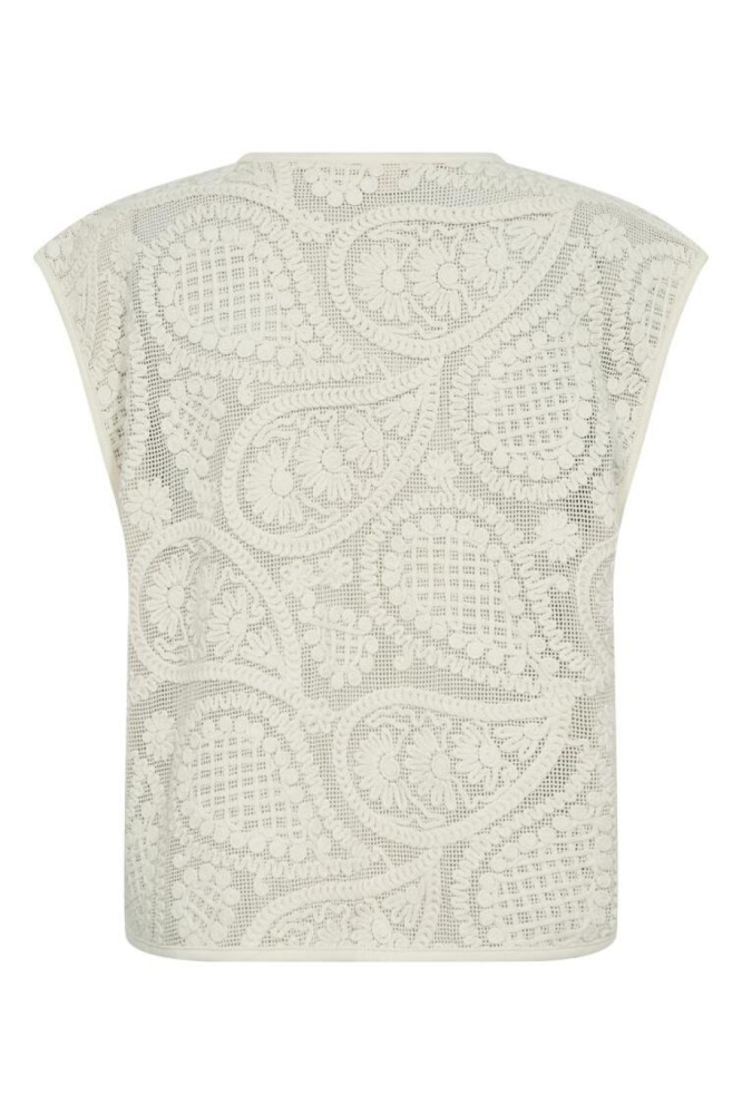 Freequent ecru dames gilet | Achteraanzicht