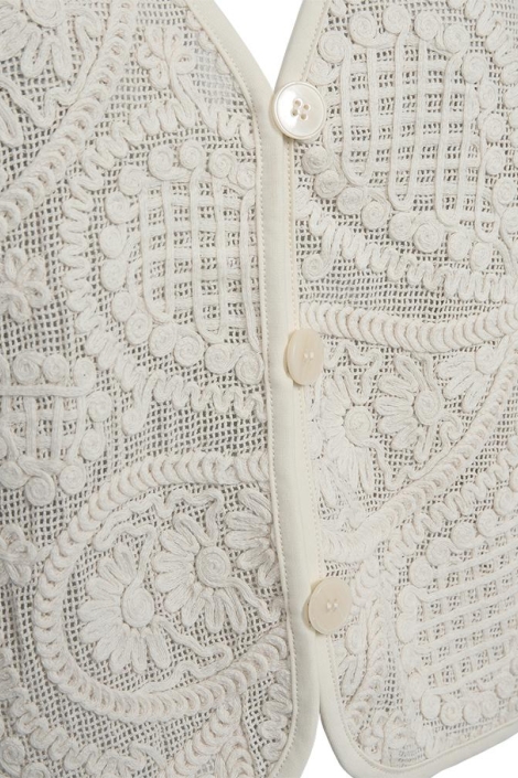 Freequent ecru dames gilet | Close up
