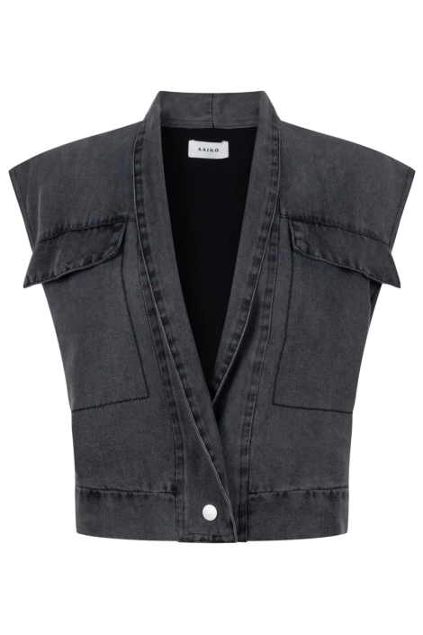 Aaiko grijze dames gilet | Vooraanzicht