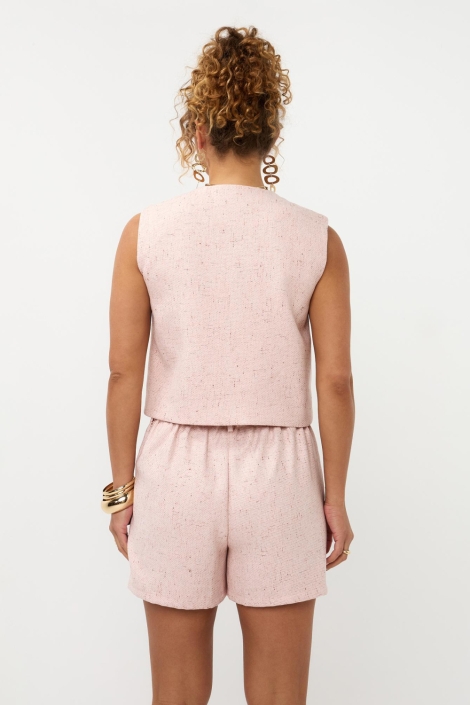 Ydence roze dames gilet | Model achteraanzicht
