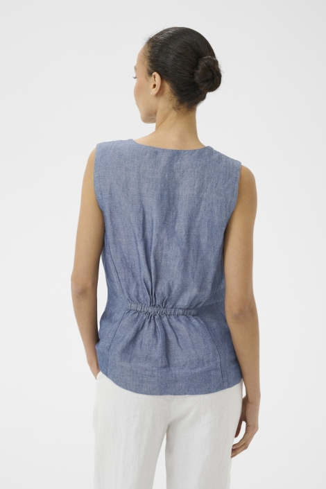 Part Two blauwe dames gilet | Model achteraanzicht
